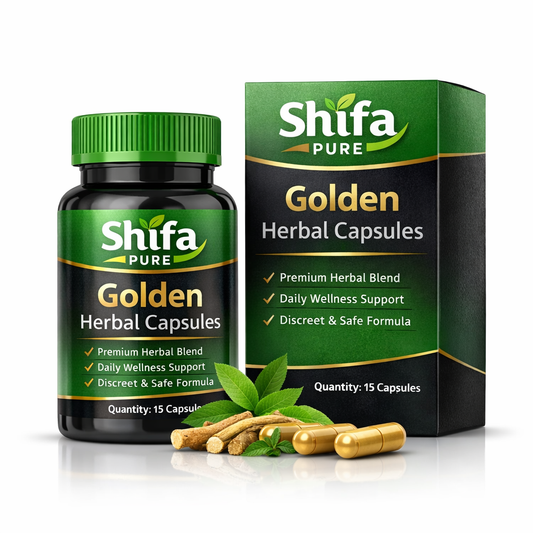 Shifa Pure Golden Herbal Capsules – Natural Energy, Stamina & Vitality Support for Men